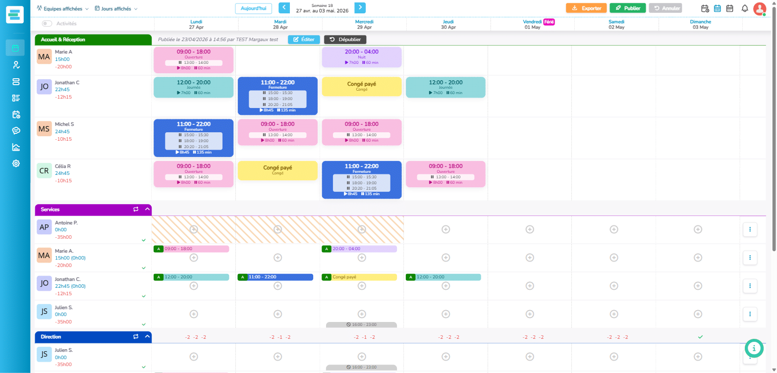 Planning hebdomadaire Planeezy
