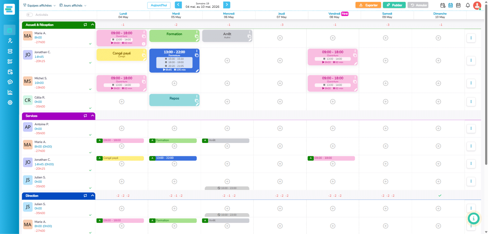 Bouton Annuler (Ctrl+Z) du planning