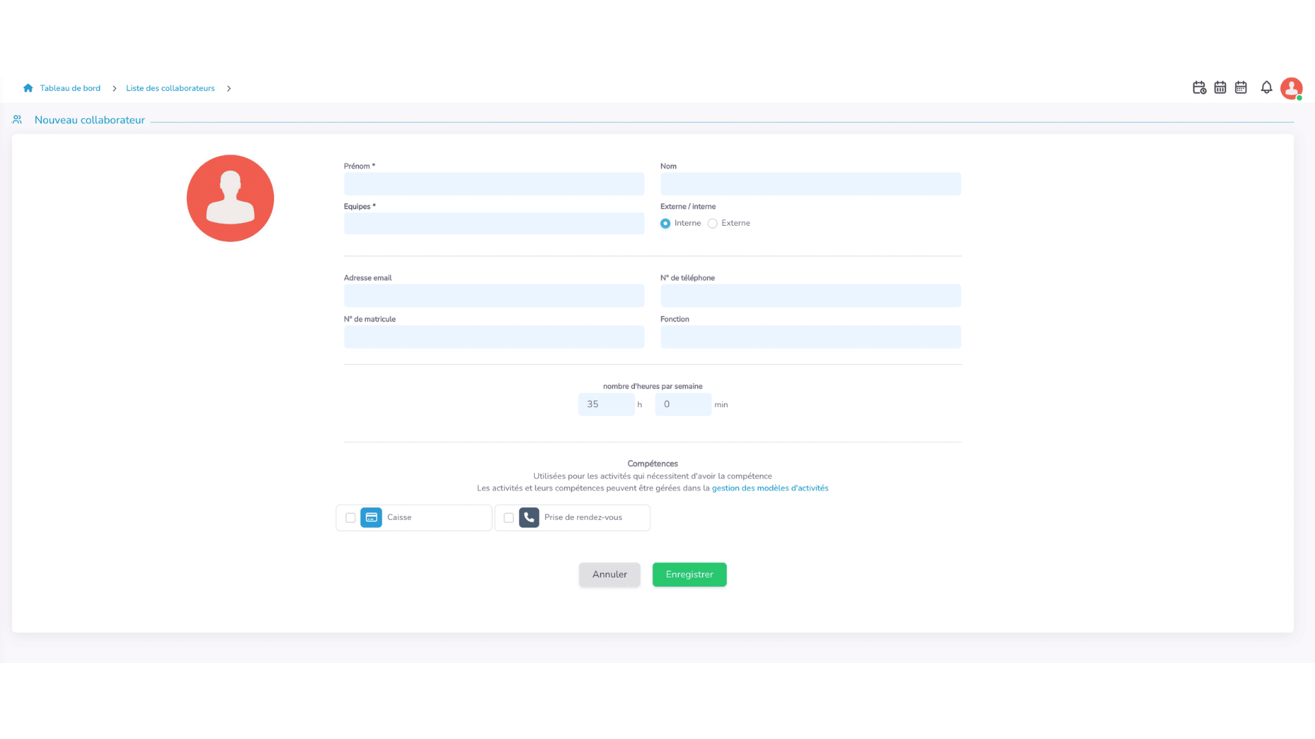 Créer un nouveau collaborateur