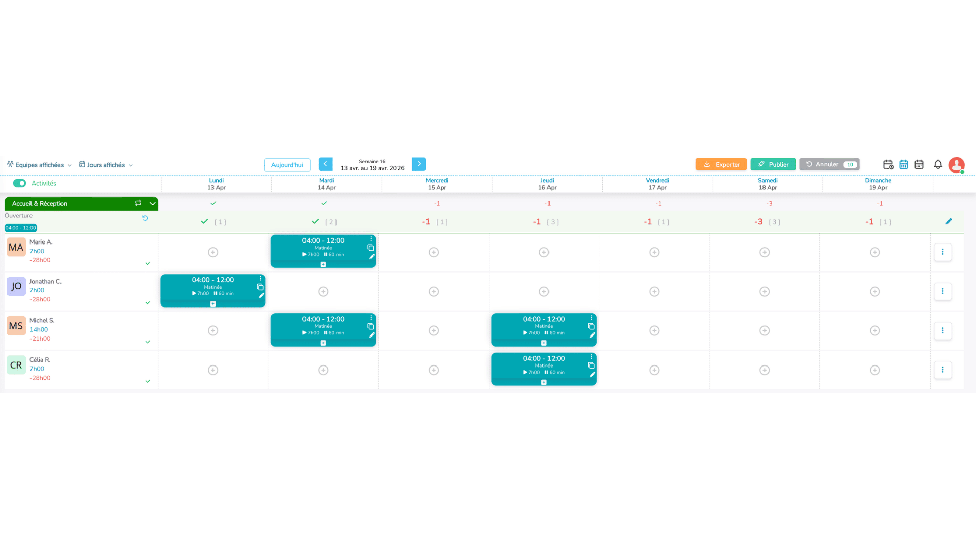 Visualiser les besoins dans le planning