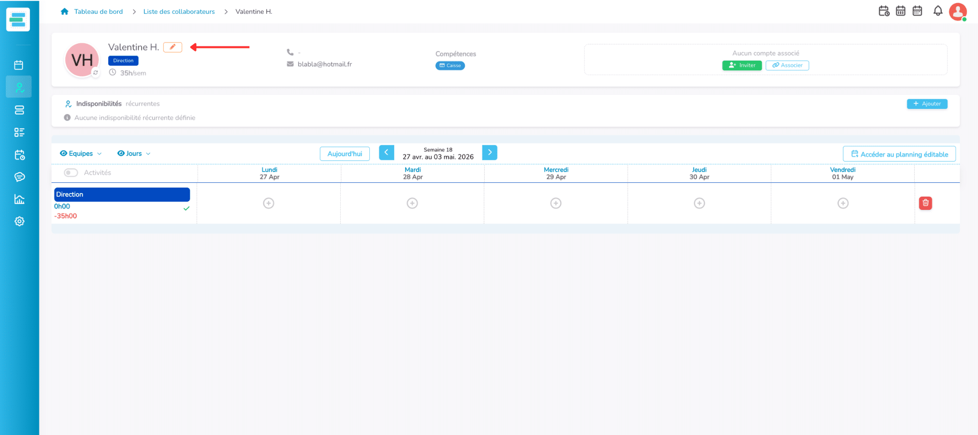Ajouter ou modifier l'adresse email depuis la fiche collaborateur