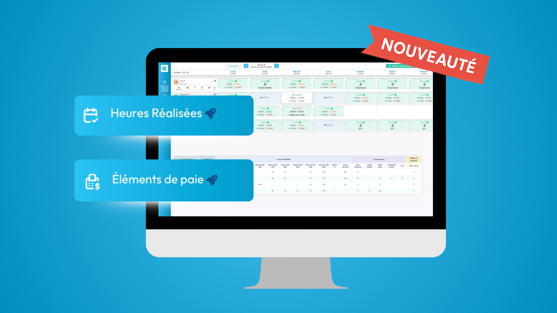 Heures réalisées et rapport de paie